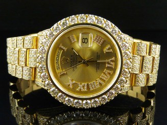 18K Mens 23.75 Ct Yellow Gold Rolex Presidential Day-Date 36MM Diamond Watch