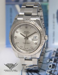 Rolex Datejust II Steel 18k White Gold Bezel Diamond Dial 41mm Mens Watch 116334 683498458203