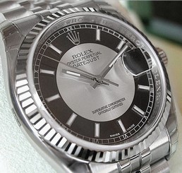 MENS ROLEX DATEJUST 116234 SS/18K WG BLACK & SILVER "BULLSEYE" DIAL 36MM - NEW 845960035095