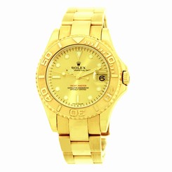 ROLEX 35mm Midsize / Gent 18K Yellow Gold Yachtmaster 168628 Box Warranty MINTY