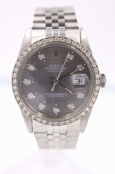 MENS ROLEX OYSTER PERPETUAL DATEJUST DIAMOND DIAL & DIAMOND BEZEL STAINLESS