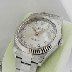 ROLEX MENS DATEJUST II SILVER DIAMOND DIAL AUTO SWISS 41mm WATCH 116334 R$11050 683498458203