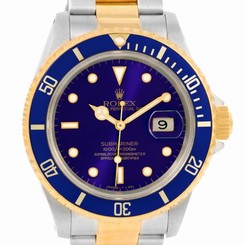 Rolex Submariner Steel 18K Yellow Gold Blue Dial Watch 16613 Box