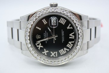 NEW ROLEX DATEJUST II 41MM STAINLESS STEEL DIAMOND ENCRUSTED WATCH REF:116300 845960034548