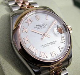 *NEW* ROLEX MIDSIZE SS/18K PINK GOLD WHITE MOP ROMAN DATEJUST MODEL #178241