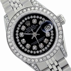 Rolex Datejust Non-Quick 6917 Steel White MOP String Diamonds Ruby Markers Watch