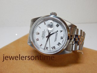 Rolex Men's 36mm SS Datejust Jubilee White Roman 16200 No Holes Mint "U"