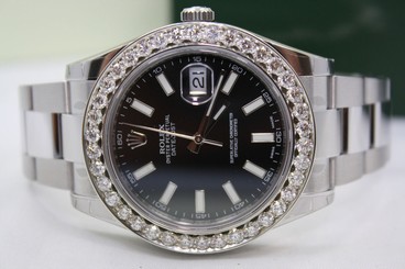 ROLEX DATEJUST II 41MM STAINLESS STEEL DIAMOND ENCRUSTED WATCH 4.00CT REF:116300 845960034548