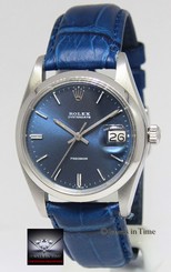 Rolex OysterDate Precision Steel Blue Dial/Strap 34mm Manual Watch 6694