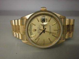 Rolex President 18078 18K Barked Factory Day/Date 36MM Auto Watch. MINT. 95%