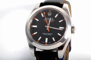 Rolex Mens 116400 Milgauss - Black Dial - Oyster Band - Black Leather Strap 683498429104