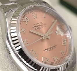 MENS ROLEX DATEJUST 116234 SS/18K WG MENS PINK ROMAN DIAL OYSTER 36MM - NEW 845960035095