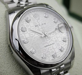 NEW ROLEX MIDSIZE SS SILVER JUBILEE DIAMOND DATEJUST JUBILEE BRACE MODEL 178240