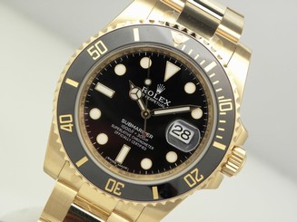 Rolex SUBMARINER 116618 Mens 18K Yellow Gold Black Dial Black Ceramic Bezel 40MM