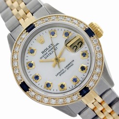 Swiss Rolex 2Tone Lady DJ White MOP Sapphire Diamond Watch Jubilee Band 69173 27543000069