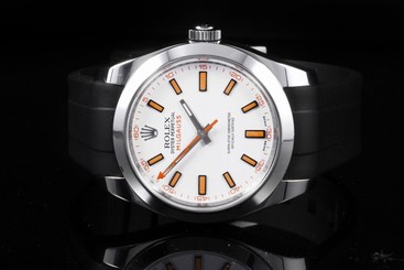 Rolex Stainless Steel Milgauss 116400, White Dial on a Rubber Strap 683498429104