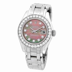 ROLEX 18K White Gold 29mm Masterpiece Pearlmaster Factory Diamond 80299 Warranty