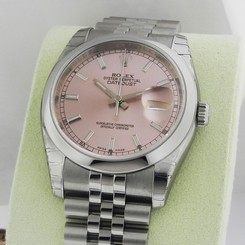 Rolex Datejust 36mm Pink Index Stick Jubilee 116200 Box and Papers! Ret: $6,700