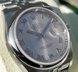 Rolex DATEJUST 116200 Mens Steel Jubilee 36MM Domed Bezel Rhodium Roman Dial