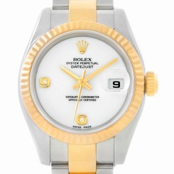 Rolex Datejust Steel 18K Yellow Gold Onyx Diamond Dial Watch 179173