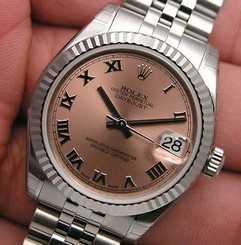 BRAND NEW MIDSIZE SS/WG ROLEX DATEJUST PINK ROMAN DIAL NEW STYLE WOW! *178274