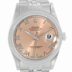 Rolex Datejust Mens Stainless Steel Salmon Dial Watch 16200