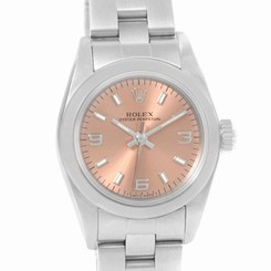 Rolex Oyster Perpetual Nondate Ladies Steel Salmon Dial Watch 67180