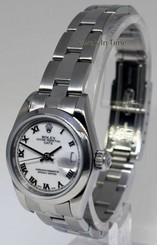 Rolex Date Steel Ladies Watch Oyster Bracelet White Dial K 79160