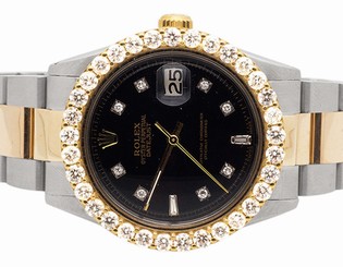 18K Rolex Datejust 2 Tone 36MM Stainless Steel Oyster Prong Diamond Watch 5.6 Ct