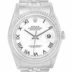 Rolex Datejust Steel White Gold White Roman Dial Automatic Watch 16234