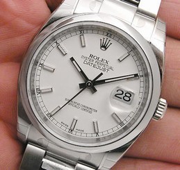 Rolex DATEJUST 116200 Mens Steel Oyster White Index Dial Domed Bezel 36MM