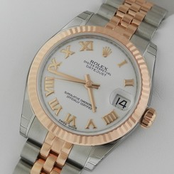 Rolex Datejust 31mm Stainless Steel Rose G White Roman Jubilee 178271 Ret:$10000
