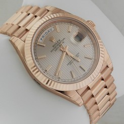 Fake AAA Rolex Day-Date President Rose Gold 40mm 228235 Sundust Stripe Dial Ret: $37,550 Watch
