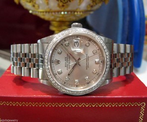 MENS ROLEX OYSTER PERPETUAL DATEJUST DIAMOND DIAL & DIAMOND BEZEL STAINLESS