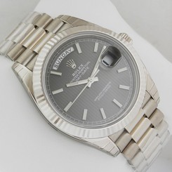 Rolex Day-Date White Gold President 40mm 228239 Rhodium Stripe NEW Ret: $37,550
