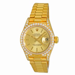 ROLEX 18K Yellow Gold Crown Collection Diamond President 69158 Box Warranty