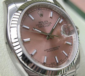 Mens Rolex DATEJUST 116234 Steel & White Gold Jubilee Pink Index Dial 36MM