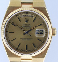 Rolex Oysterquartz 19018 Day-Date 19018 18k Yellow Gold Champagne w/Box