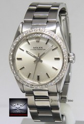 Rolex Oyster Perpetual No Date Steel Diamond Bezel Midsize Ladies Watch 6751