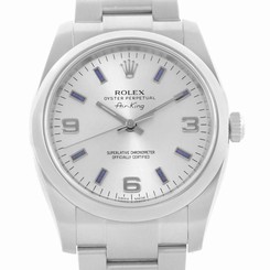 Rolex Oyster Perpetual Air King Blue Hour Markers Mens Watch 114200