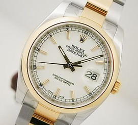 Rolex DATEJUST 116203 Mens Steel & Yellow Gold Oyster White Index Dial 36MM