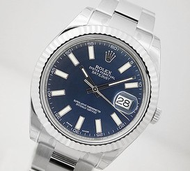 Rolex DATEJUST II 116334 Mens Stainless Steel & White Gold Blue Stick Dial 41MM 683498458203