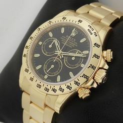 ROLEX Daytona 116528 Yellow Gold BLACK Dial Retail $34,650 NEW Box & Papers