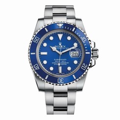 NEW Rolex Submariner Oyster 18k White Gold Blue Dial Automatic Mens Watch 116619