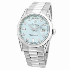 ROLEX Platinum 36mm Day Date President Factory Diamonds 118296 Warranty MINTY