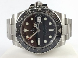 Rolex GMT Master II Stainless Steel Black Dial Ceramic Bezel 40mm Watch 116710