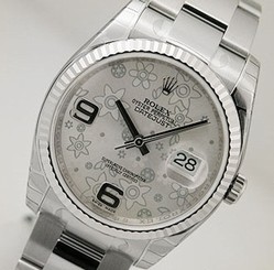 Rolex DATEJUST 116234 Mens Steel & White Gold Oyster Silver Flower Dial 36MM 845960035095