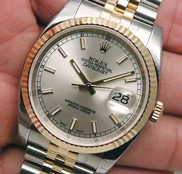 Rolex DATEJUST 116233 Mens Steel & Yellow Gold Jubilee Silver Index Dial 36MM