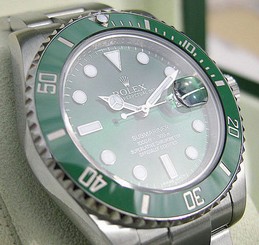 ROLEX MENS STAINLESS STEEL CERAMIC GREEN SUBMARINER DATE #116610LV HULK 845960029322