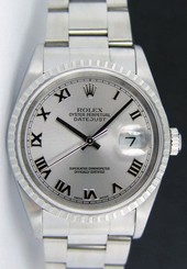 Rolex Datejust Stainless Steel Silver Roman Dial 16220 Oyster - WATCH CHEST